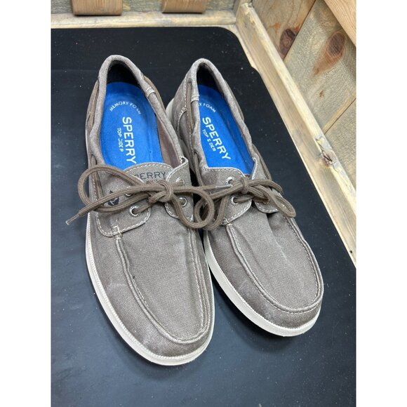 Sperry Top-Sider Mens Canvas Boat Shoes Size 8.5 Brown Slip On - Picture 2 of 7